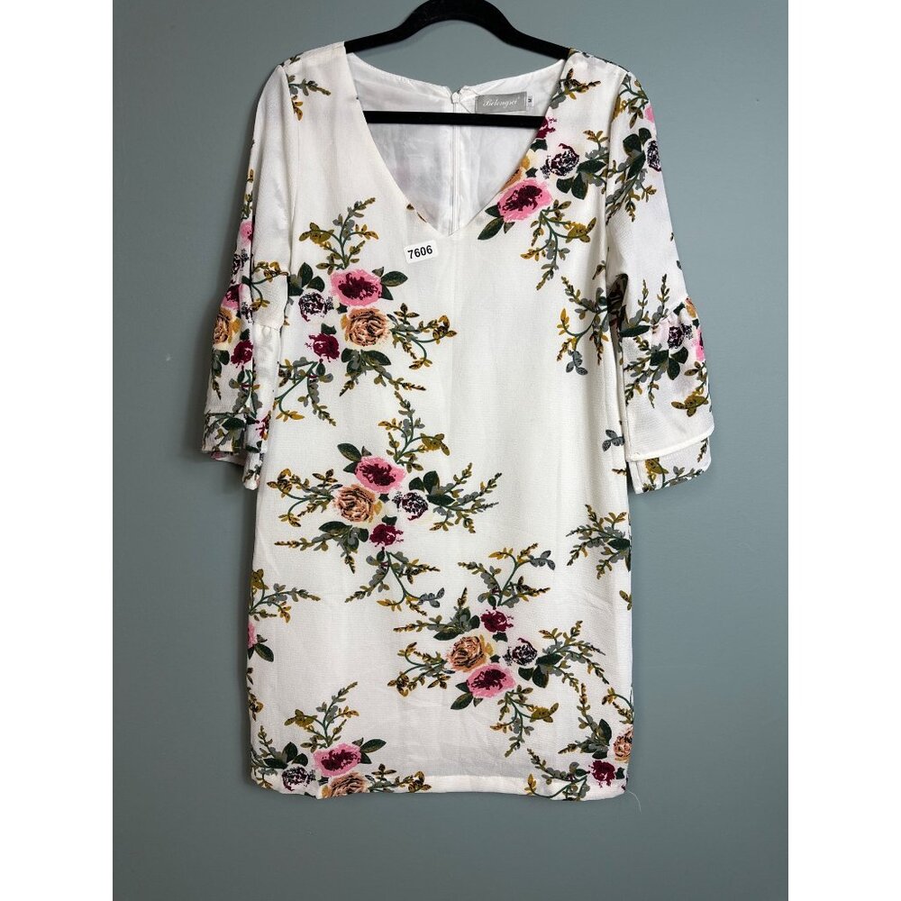 belongsci med  sweetand cute  shift dress floral vneck shift sihouette bell slee